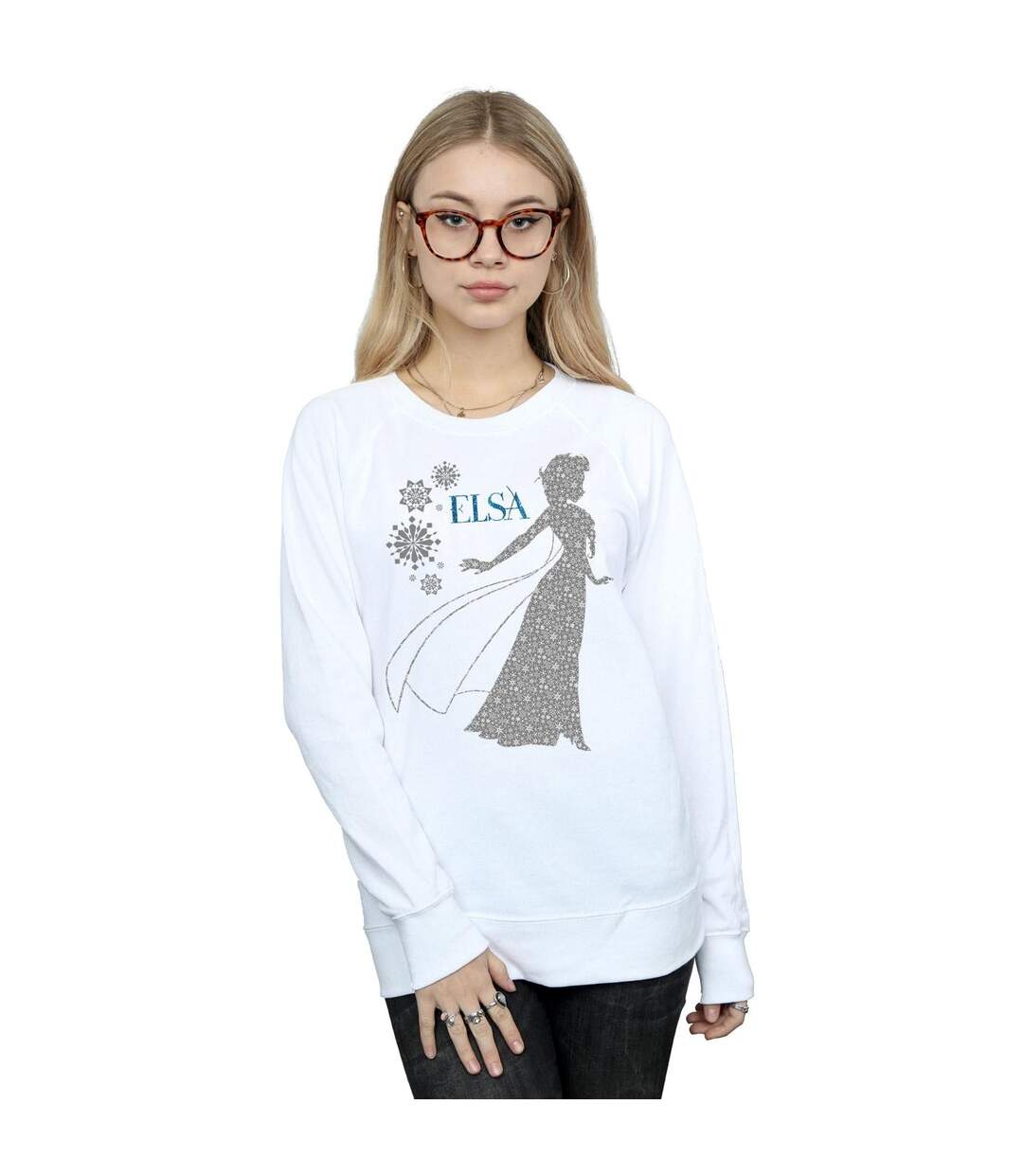 Disney Pantalon de survêtement Frozen Elsa Christmas Silhouette Femmes/Dames (Blanc) - UTBI6138-2