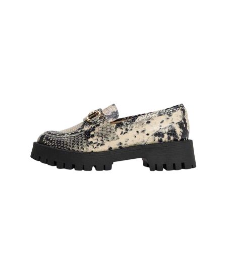 Womens/ladies Snake Print Loafers Light Beige Steve Madden