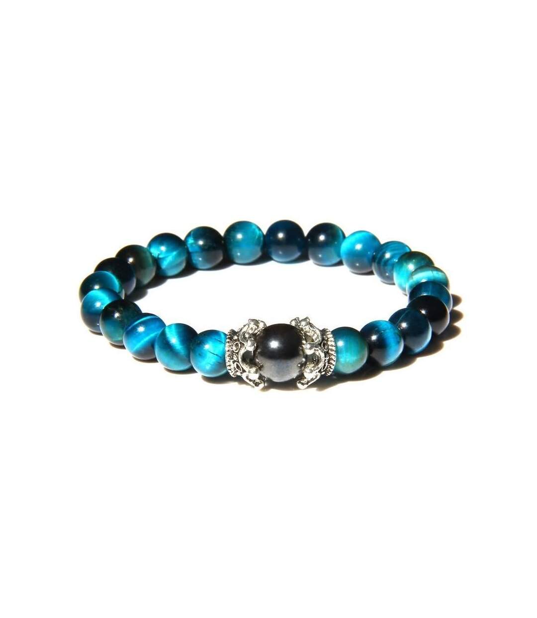 Bracelet force tigre bleu et hematite-1