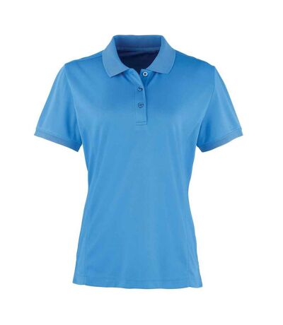 Womens/ladies coolchecker pique polo shirt sapphire blue Premier