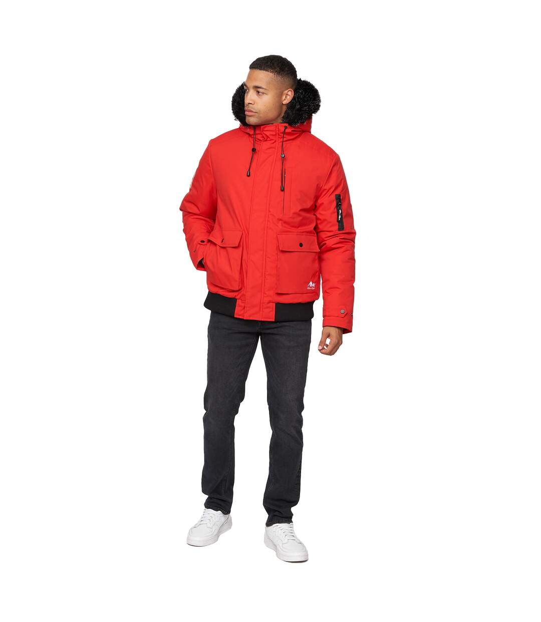 Mens Emarnos Hooded Bomber Jacket Red Born Rich-1