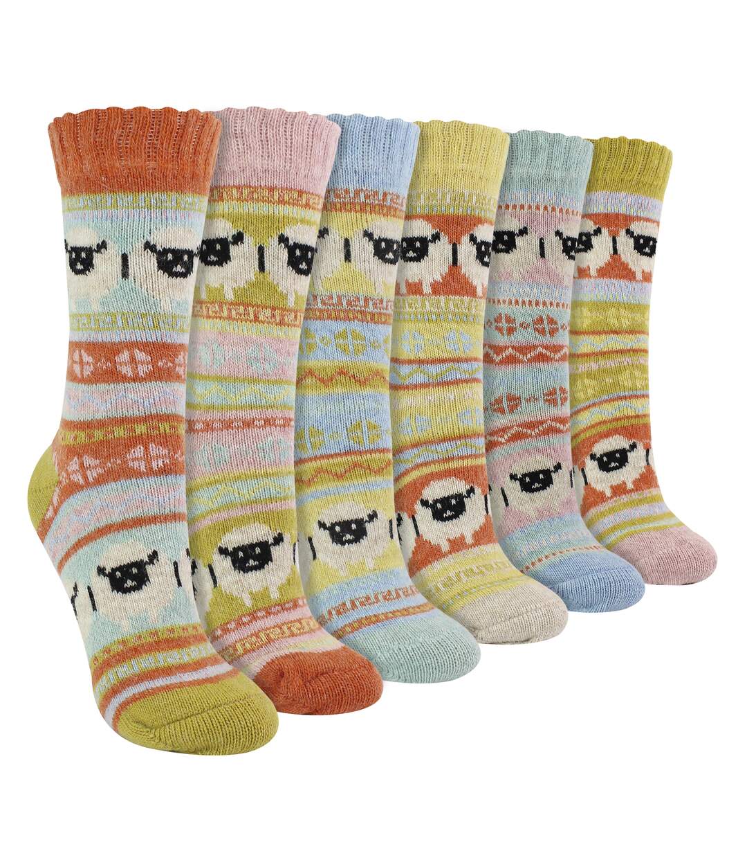 Ladies 6 Pack Alpaca Socks with Sheep Pattern-1