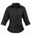 Premier 3/4 Sleeve Poplin Blouse / Plain Work Shirt (Black) - UTRW1093