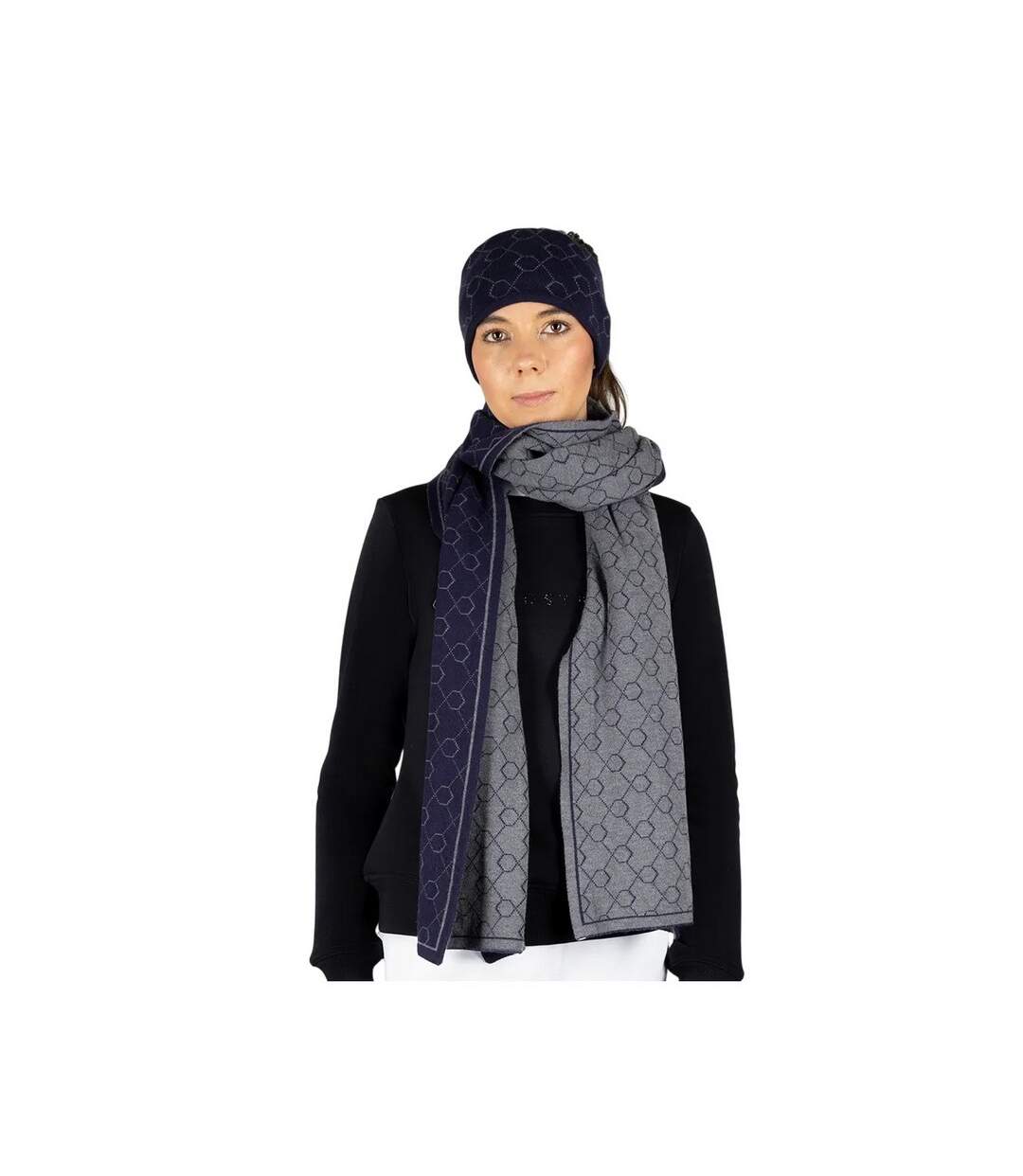 Écharpe Motif/style Logo Répété Morham Taille Unique Bleu Marine Coldstream-1