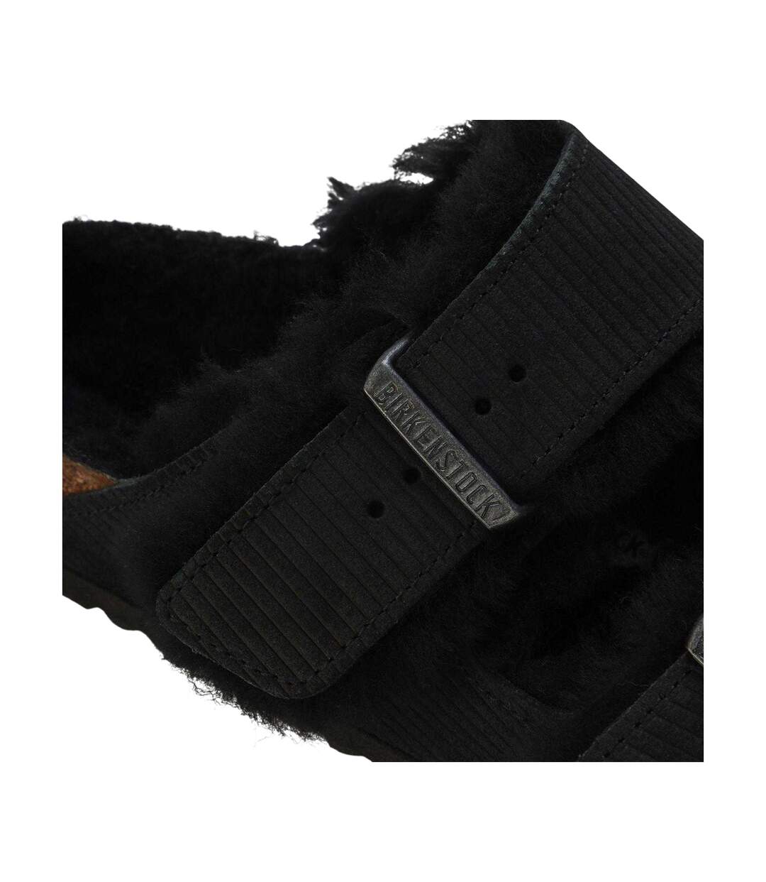 Womens/ladies Arizona Teddy Bear Flat Sandals Black Birkenstock-4
