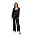 Womens/ladies Synthetic Leather Sequin Party Trousers Black Little Mistress-4