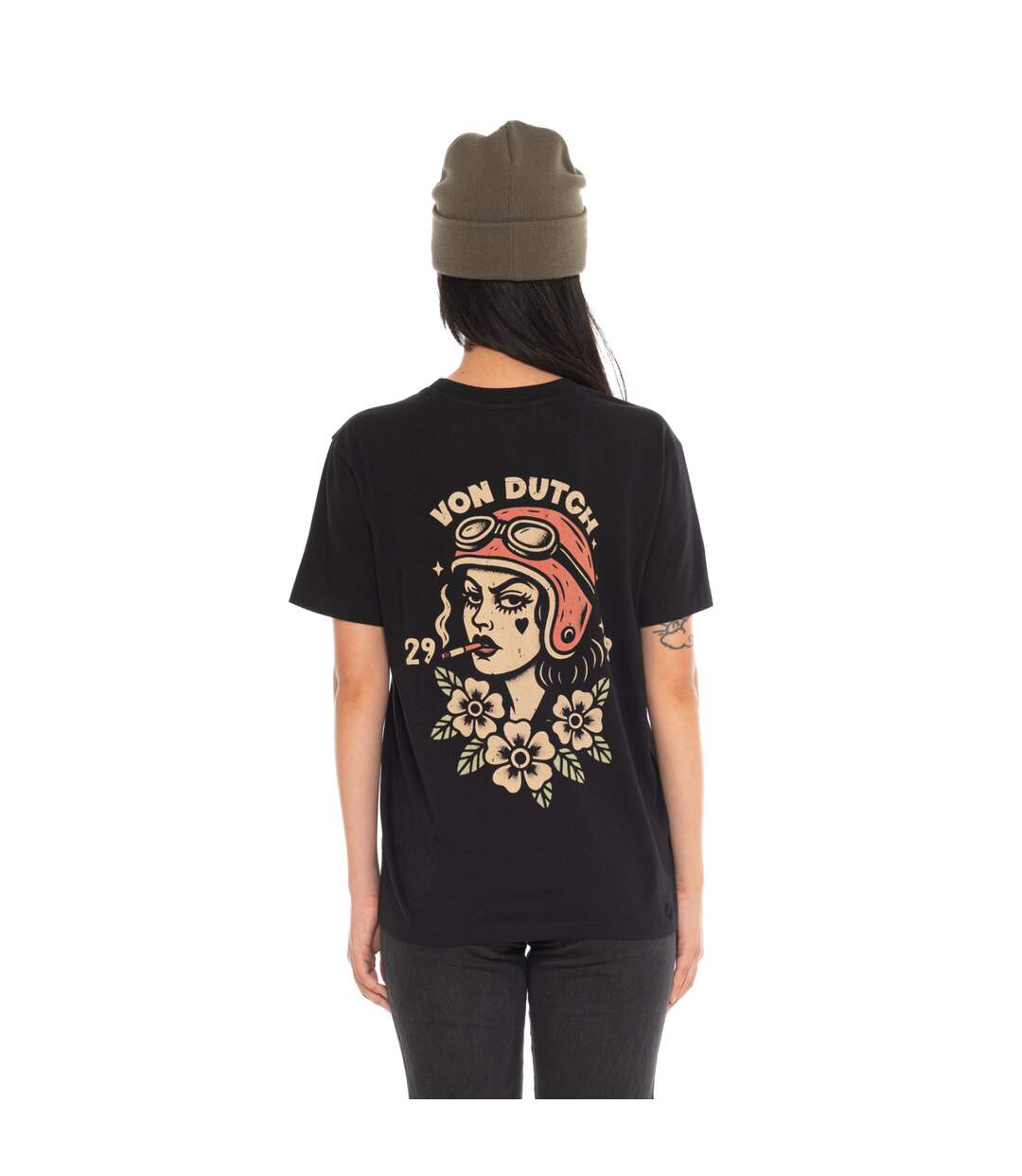 T-shirt femme col rond avec imprimé devant et dos Smoke Vondutch-3