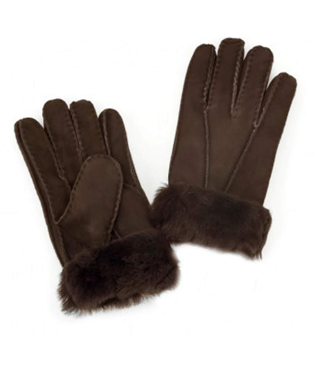 Womens/ladies sheepskin winter gloves brown Eastern Counties Leather-1