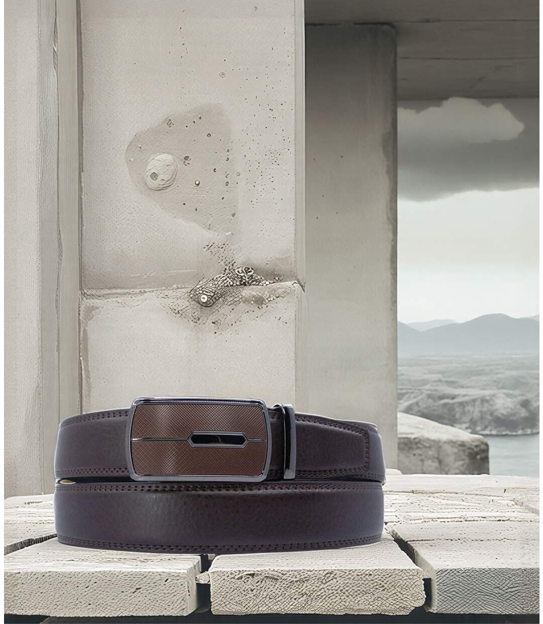 Ceinture Chic en Cuir Marron pour Hommes - Ajustable et Moderne pour un Style au Quotidien-5
