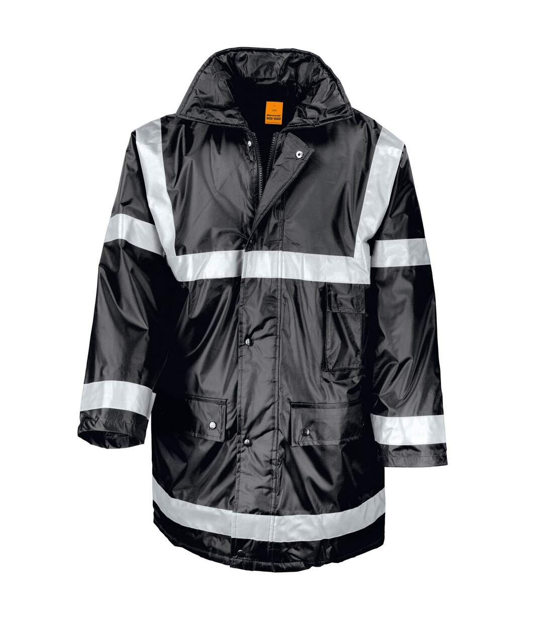 Unisex adult management reflective coat black WORK-GUARD by Result-1