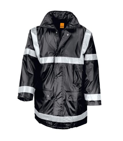 Unisex adult management reflective coat black WORK-GUARD by Result