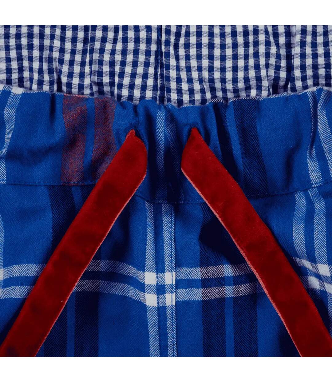 Mens Organic Cotton Checked Lounge Pants Blue Loungers-4