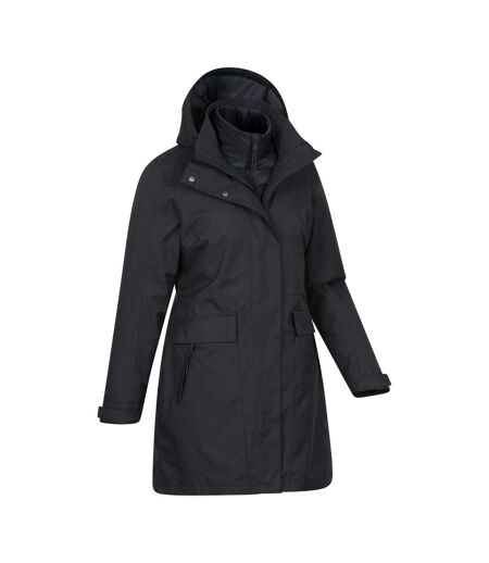Womens/ladies Rain On 3 In 1 Waterproof Jacket Black Mountain Warehouse
