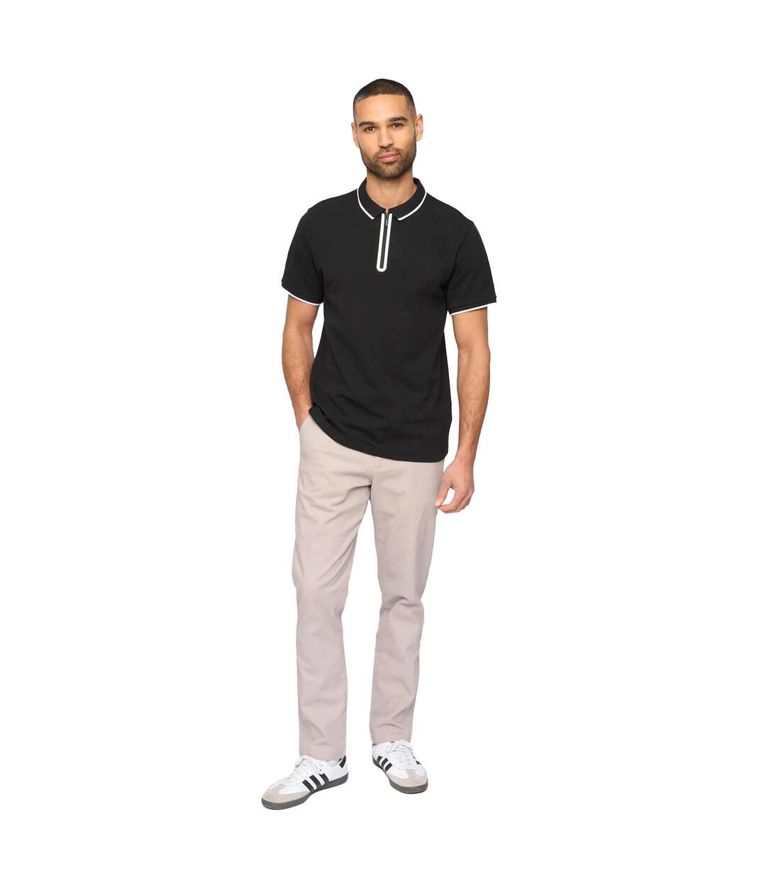 Mens Oakden Front Zip Polo Shirt Black Bewley & Ritch-3