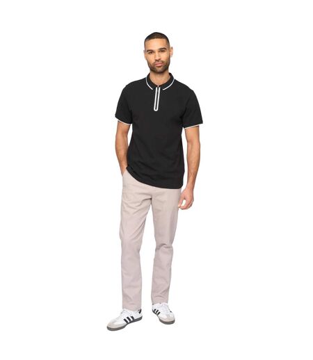 Mens Oakden Front Zip Polo Shirt Black Bewley & Ritch