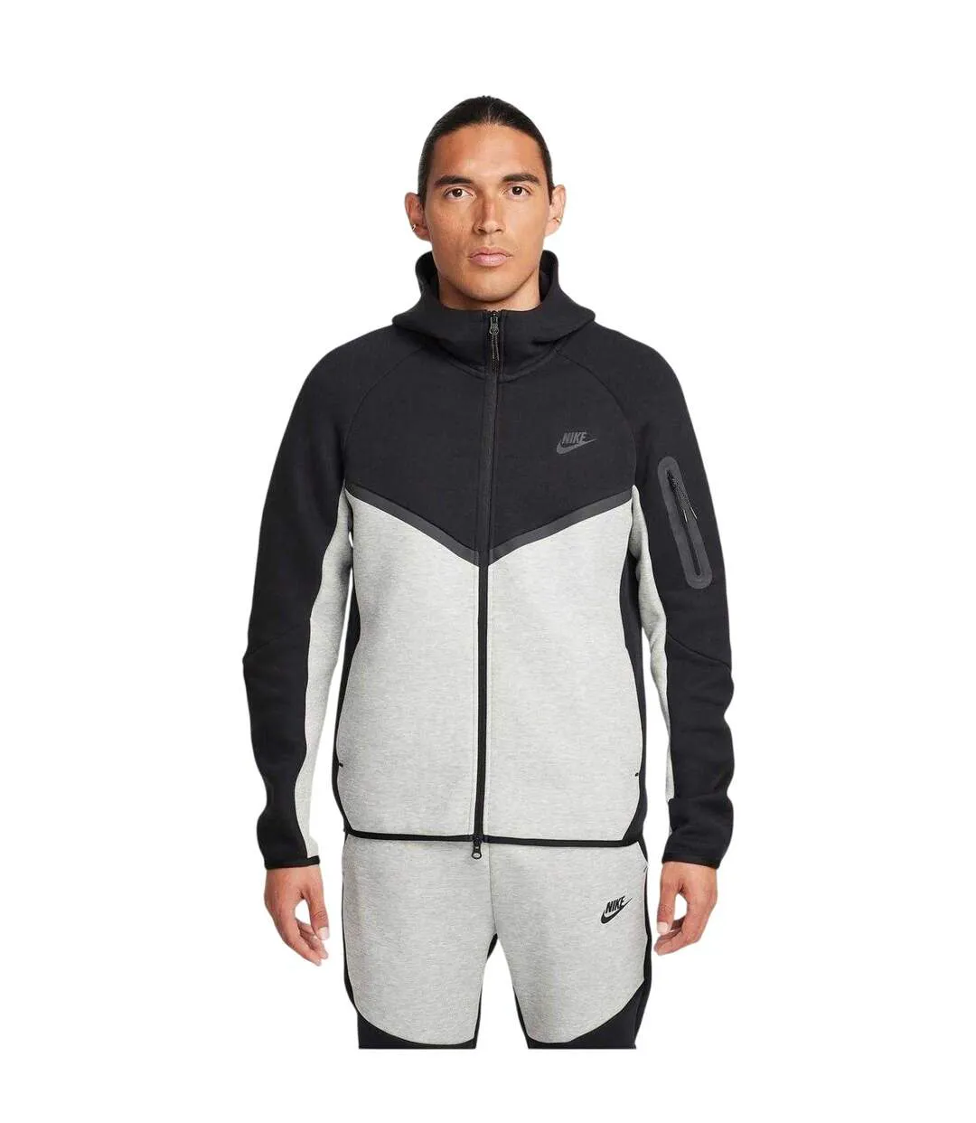 Veste À Capuche Motif/style Chevron Tech Homme Noir Gris Nike-1