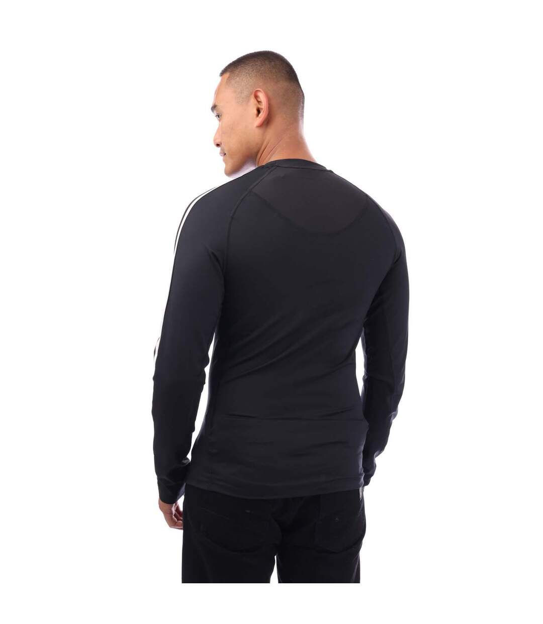Haut Manches Longues Entraînement Style 3 Rayures Techfit Homme Noir Adidas-3
