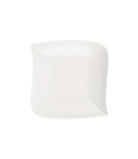 Lot de 6 Assiettes Creuses Carrées Vague 21cm Blanc
