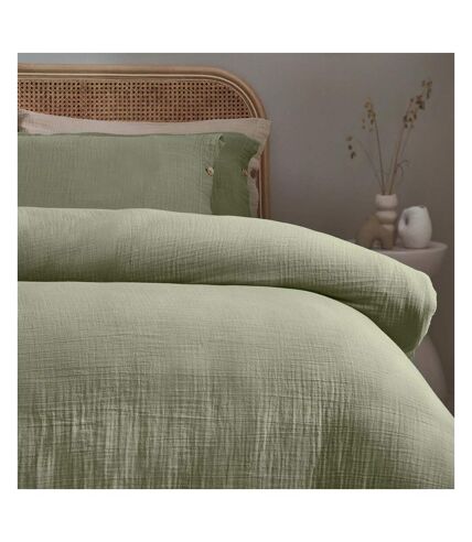 Lark muslin cotton duvet cover set eucalyptus Yard