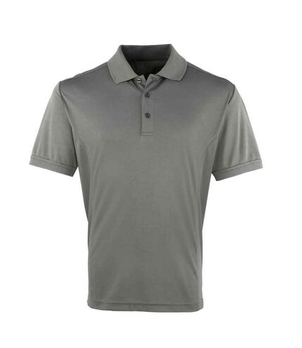 Mens coolchecker pique polo shirt dark grey Premier