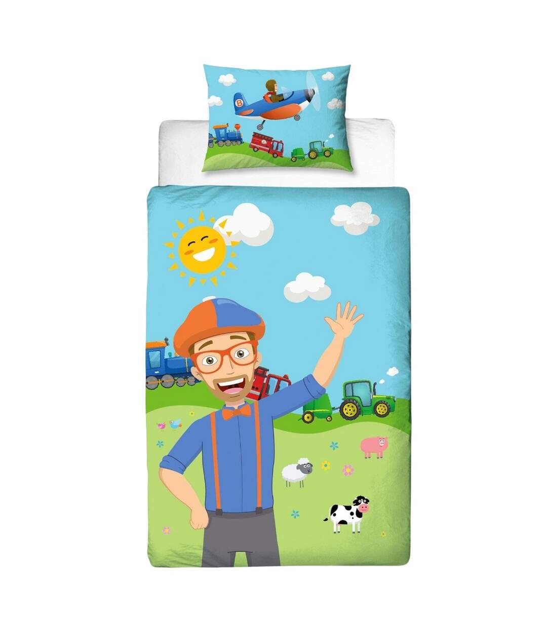 Digger Adventure And Farm Fun Reversible Duvet Set Multicoloured Blippi-1