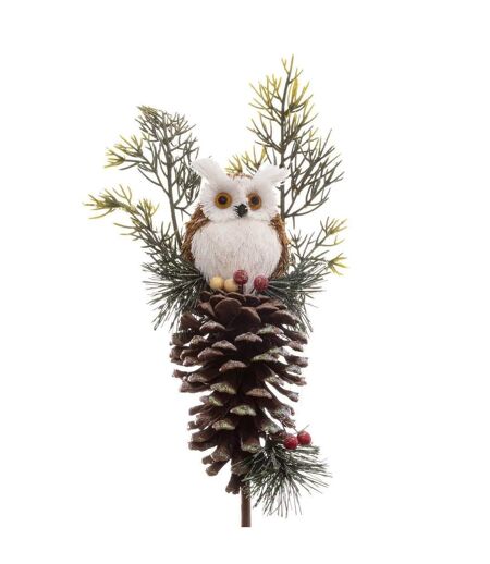Branche Tige Déco de Noël Hibou 75cm Marron
