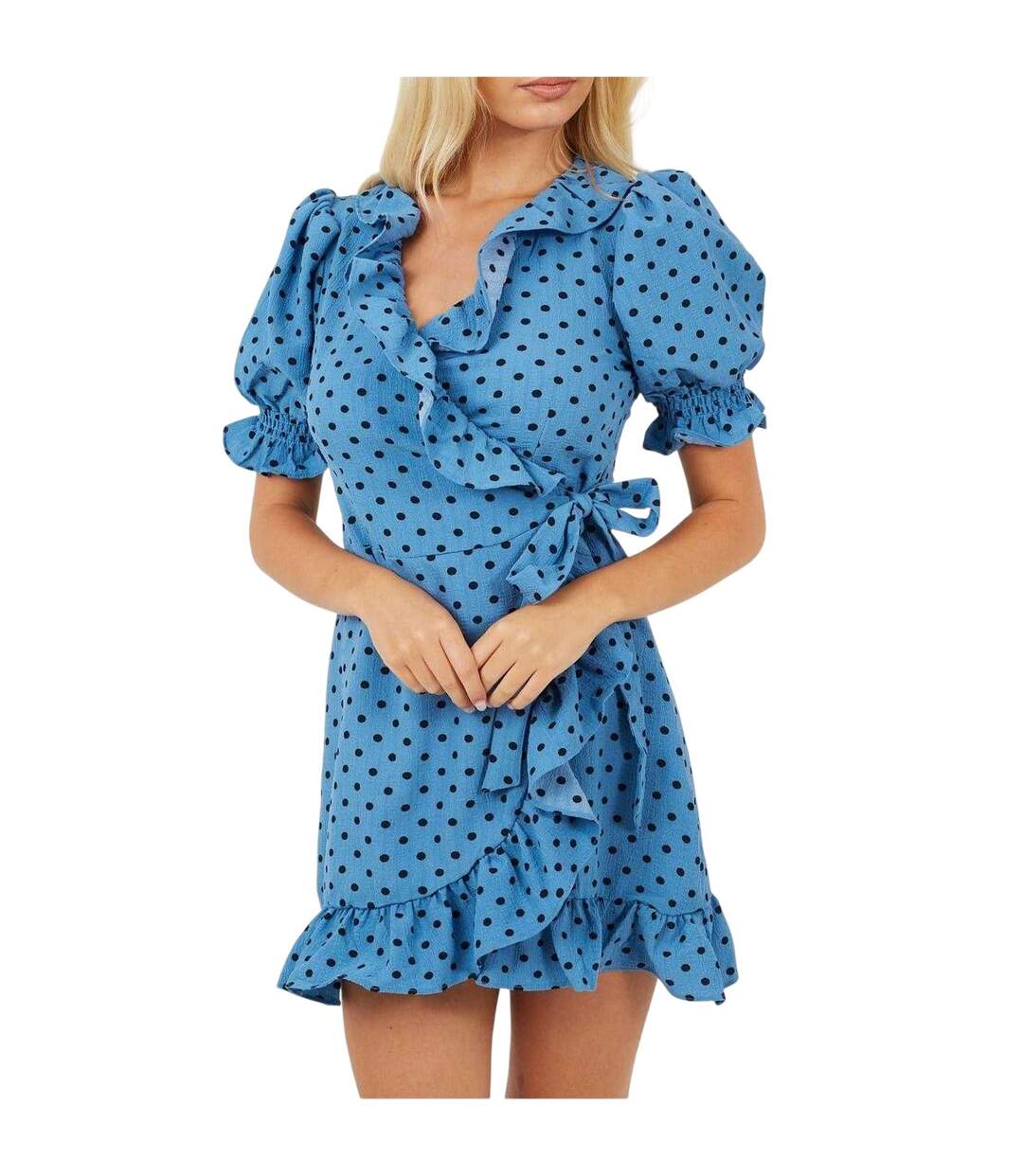 Robe Portefeuille Motif/style À Pois Femme Bleu Noir Brave Soul-2