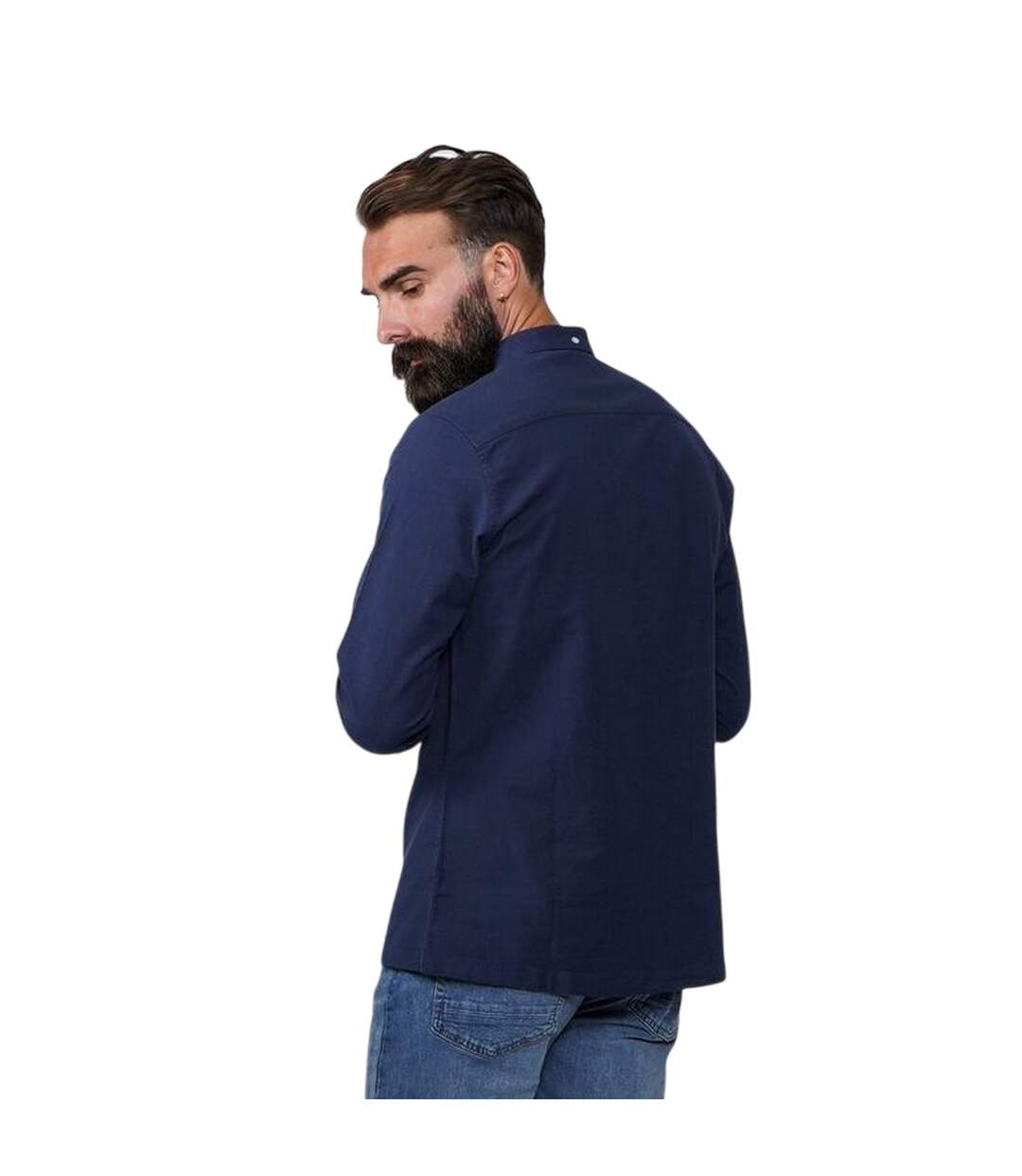 Mens Basic Oxford Cotton Button-down Shirt Navy Firetrap-2