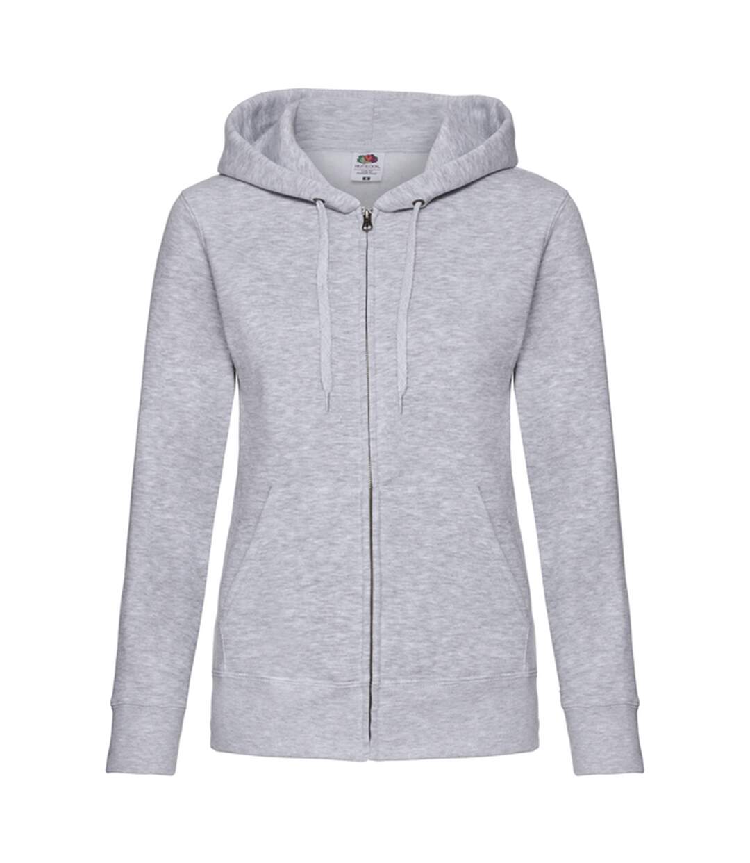 Sweat À Capuche Premium Sweat Femme Gris Chiné Fruit Of The Loom-1