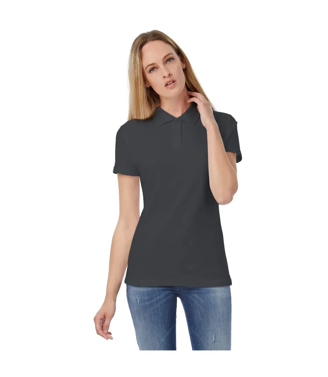 B&C Womens/Ladies ID.001 Plain Short Sleeve Polo Shirt (Anthracite) - UTRW3525-1