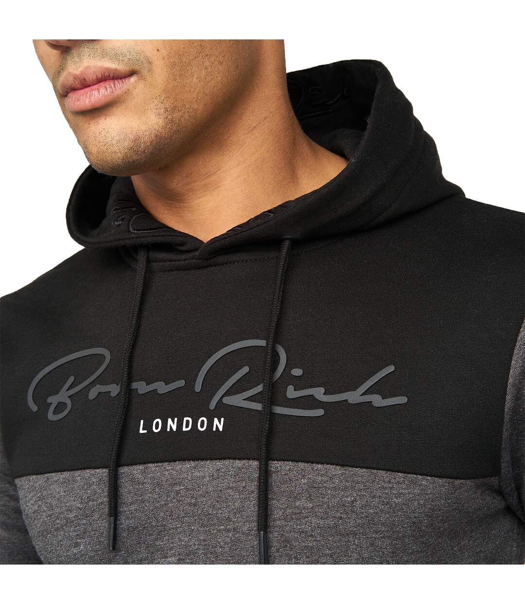 Sweat à capuche lehmann homme noir chiné Born Rich