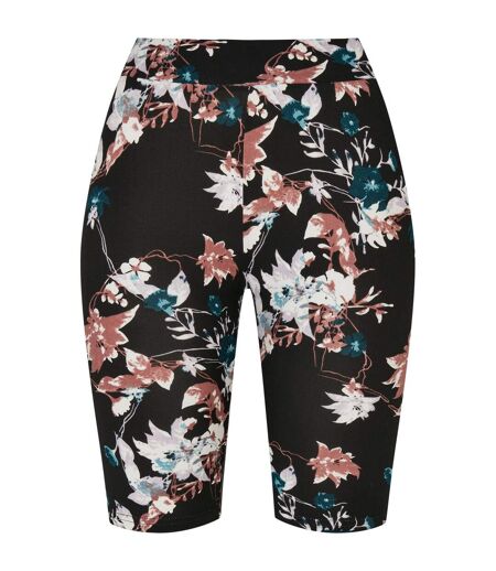 Womens/ladies Soft Flowers Cycling Shorts Black Urban Classics