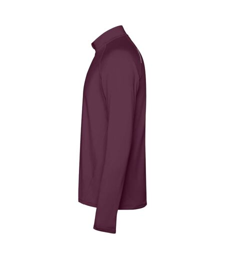 Mens estambul quarter zip long-sleeved sweatshirt plum red Roly