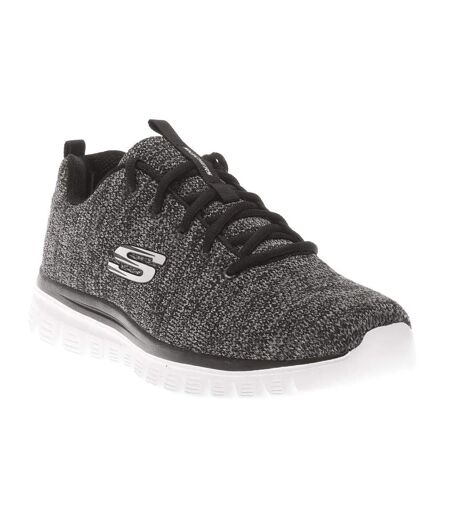 Womens/ladies graceful twisted fortune trainers black/white Skechers
