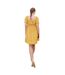 Robe Courte Manches À Nouer Motif/style Floral Femme Jaune Lovedrobe-2