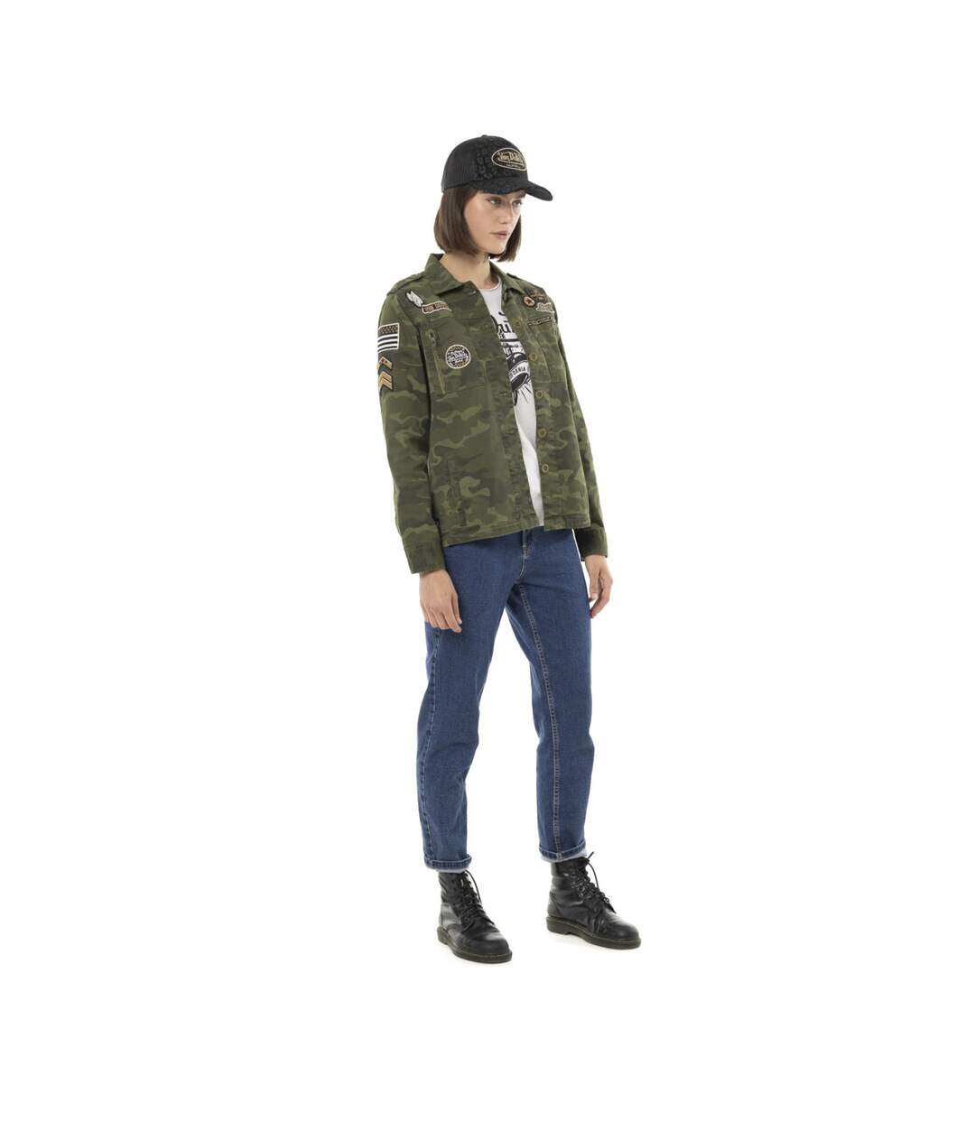 Veste militaire femme imprimé camouflage avec patchs Vondutch-5