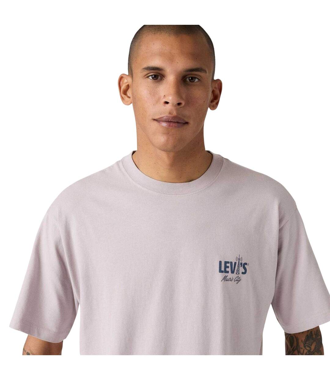 T-shirt Manches Courtes Music City Homme Gris Clair Levis-4