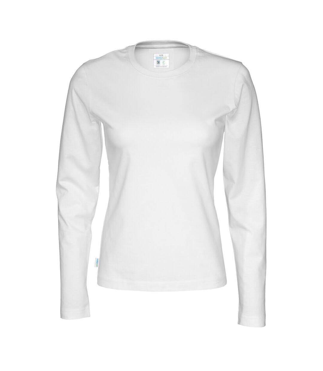 Womens/ladies Long-sleeved T-shirt White Cottover-1