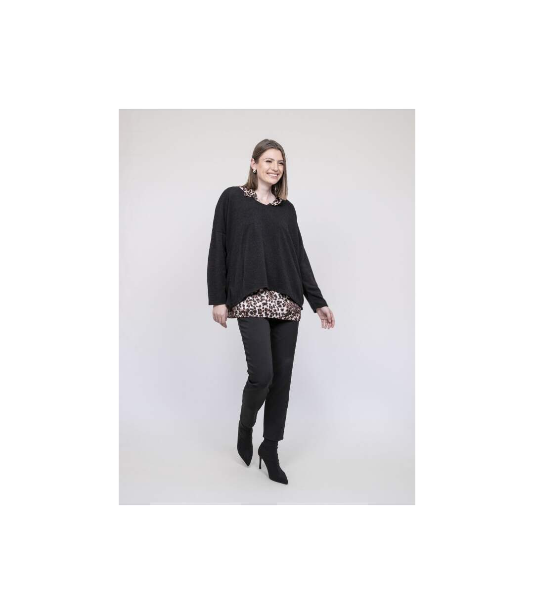 Pull 2 en 1 chemise léopard KUBILA - Dona X Lisa-4