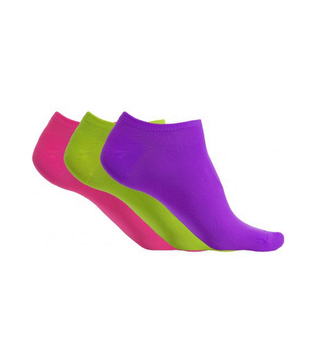 pack 3 paires socquettes microfibres - PA033 - violet - vert - rose