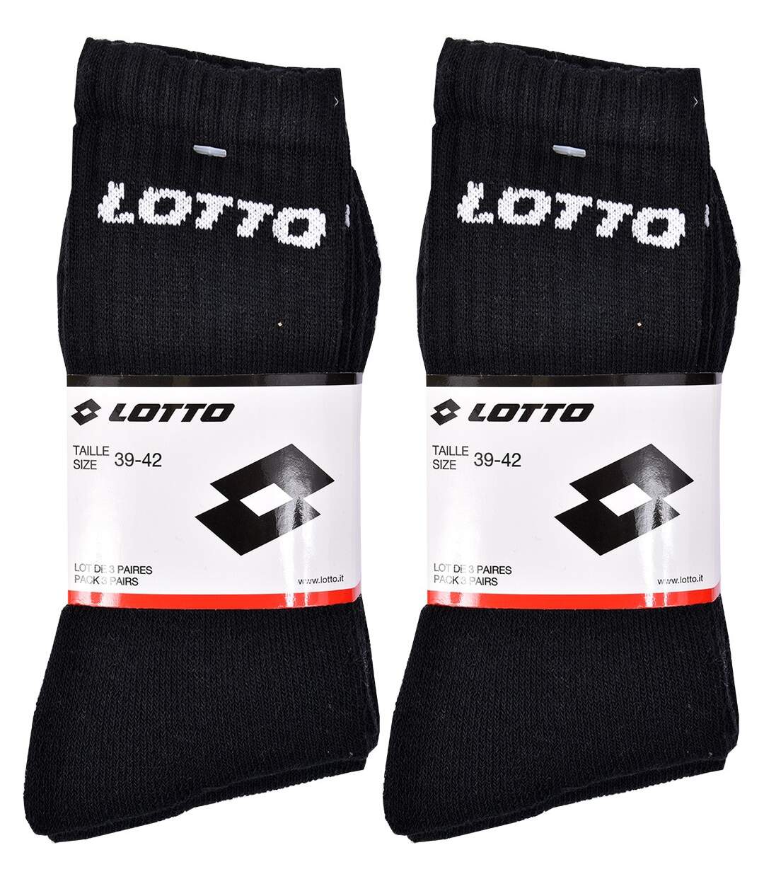 Chaussettes homme LOTTO TENNIS Pack de 6 Paires Tennis Noires-2