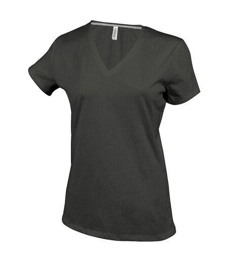 Kariban Womens/Ladies Feminine Fit Short Sleeve V Neck T-Shirt (White) - UTRW711