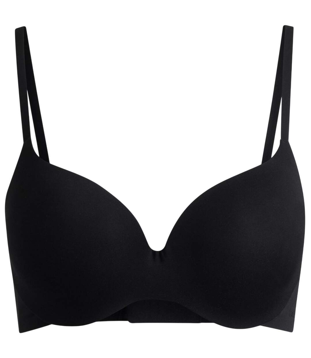 Womens/ladies V Neck Spaghetti Strap Sports Bra Black Boss-2