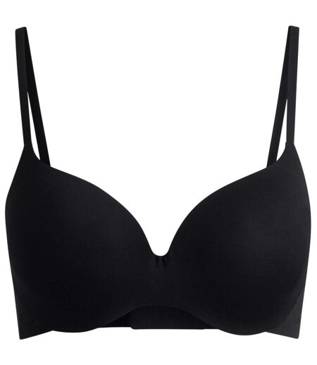 Womens/ladies V Neck Spaghetti Strap Sports Bra Black Boss