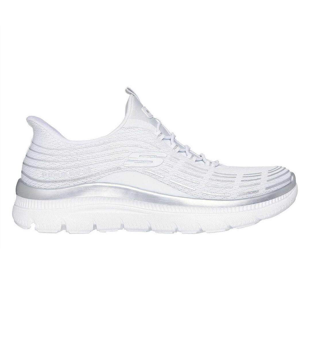 Womens/ladies Glitter Slip-in Trainers White Skechers-1