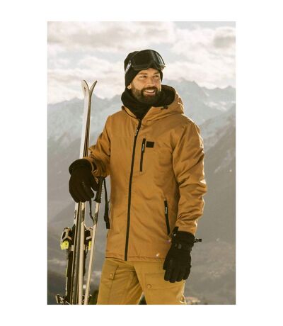 Mens laxx logo ski jacket tan Animal