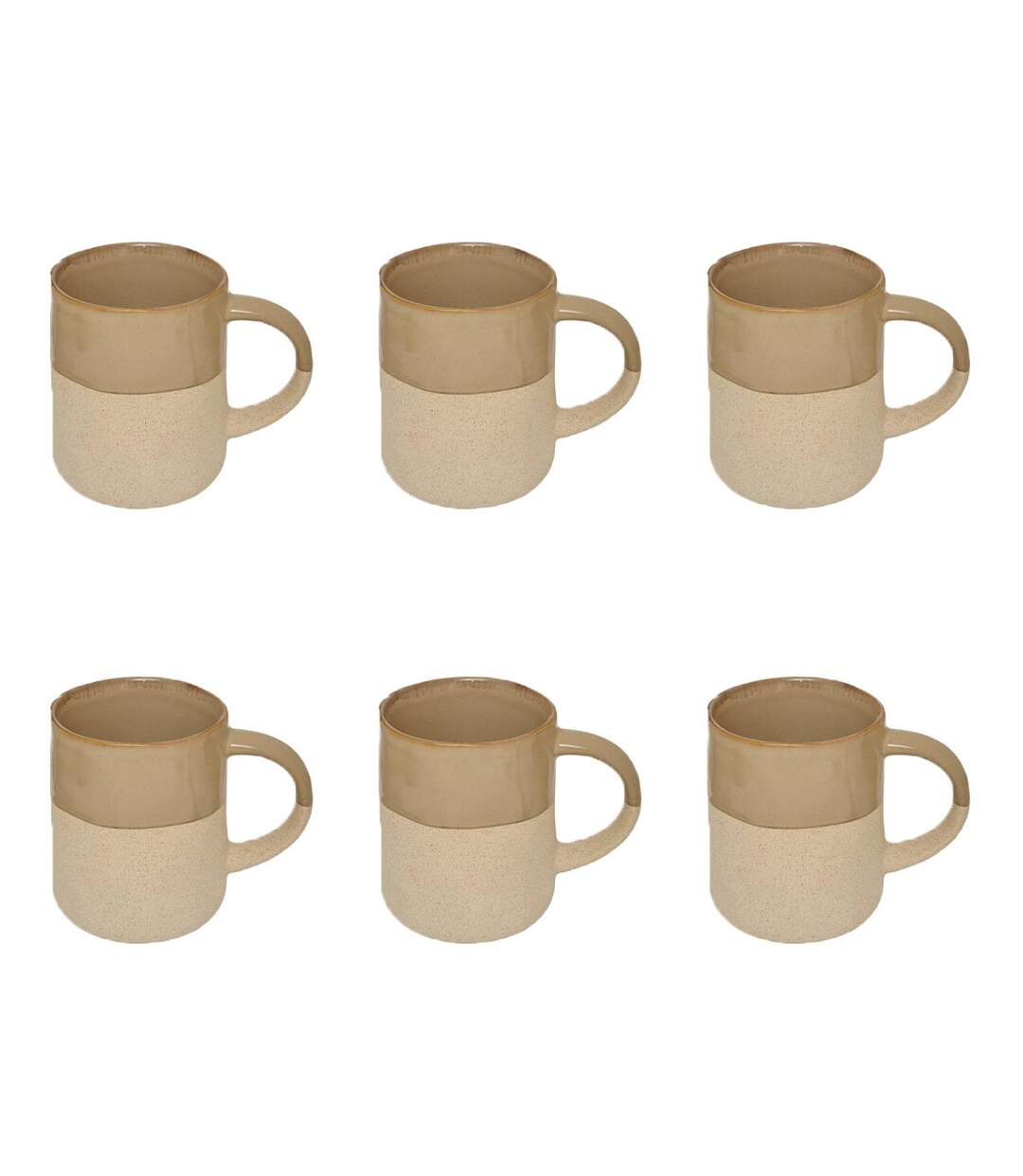 Lot de 6 Mugs en Faïence Kate 34cl Beige-1