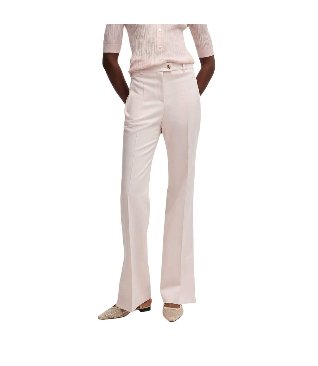 Womens/ladies Terela Straight Leg Chinos Peach Boss-4