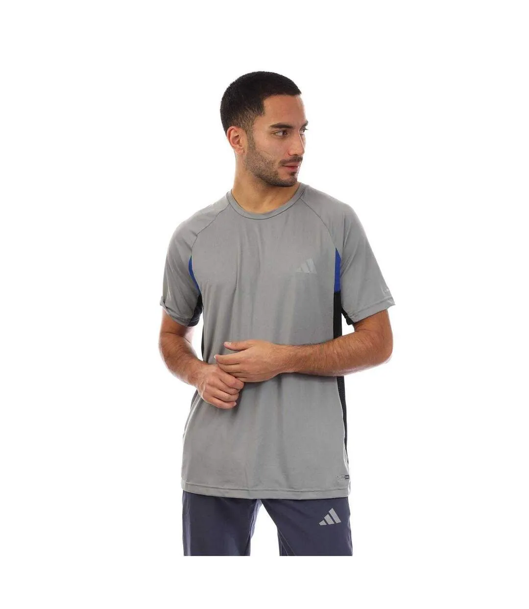Mens 3 Stripes Climacool Slim T-shirt Grey Adidas-2