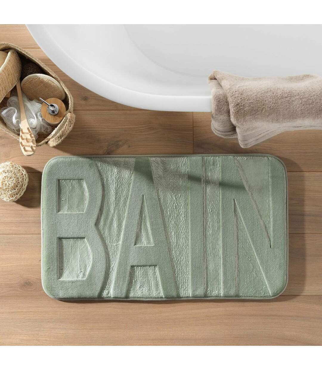 Tapis de Bain Microfibre Relief 45x75cm Sauge-4